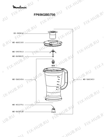 Взрыв-схема кухонного комбайна Moulinex FP656GBE/700 - Схема узла WP003498.8P3