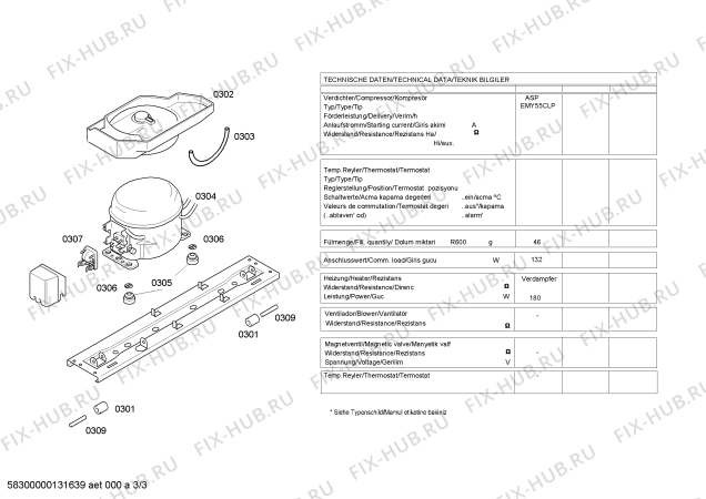 Взрыв-схема холодильника Bosch KGH33V63GB - Схема узла 03