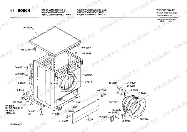 Взрыв-схема стиральной машины Bosch WMV695047 V6950 - Схема узла 02