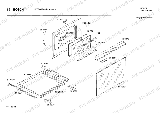 Взрыв-схема плиты (духовки) Bosch HEE640K HE130276 - Схема узла 03