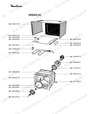 Взрыв-схема микроволновой печи Moulinex AR642L(0) - Схема узла AP002377.0P3