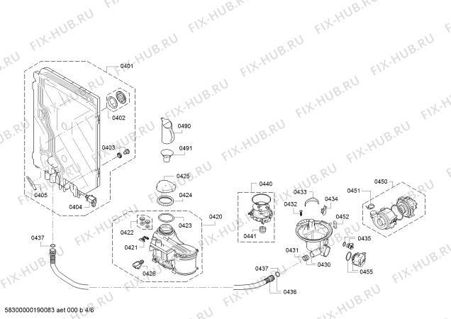 Взрыв-схема посудомоечной машины Bosch SPS40E58EU - Схема узла 04