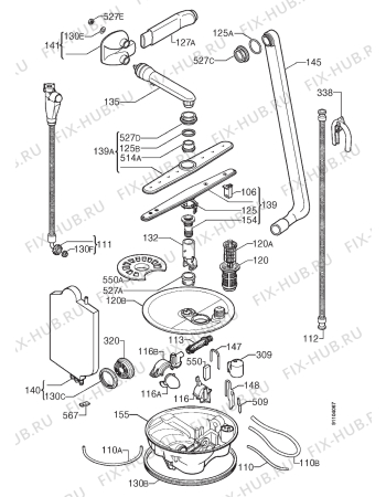 Взрыв-схема посудомоечной машины Zanussi DW4826 - Схема узла Hydraulic System 272