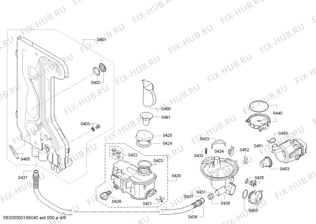 Взрыв-схема посудомоечной машины Bosch SMS40D32EU - Схема узла 04