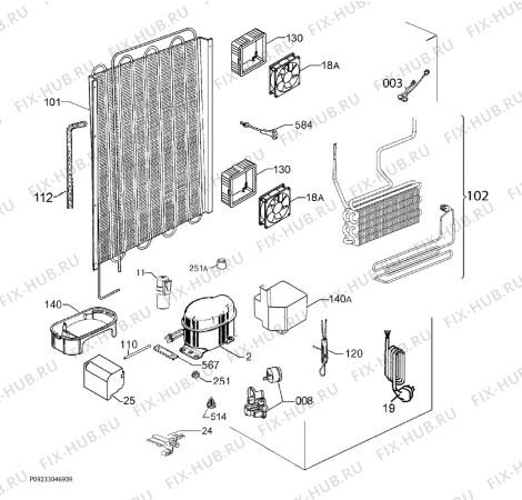 Взрыв-схема холодильника Electrolux ERCP3195AW - Схема узла Cooling system 017