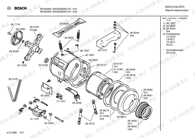 Схема №1 WFB2000RC с изображением Панель управления для стиралки Bosch 00288512