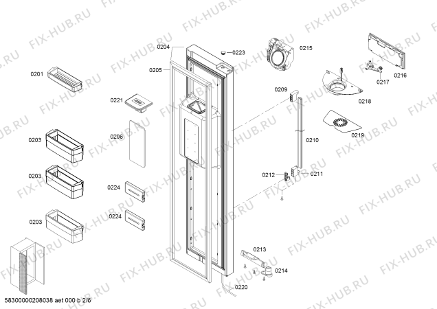 Взрыв-схема холодильника Bosch KAD92AI20G - Схема узла 02