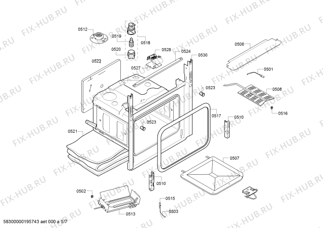 Схема №2 HP243521M с изображением Столешница для духового шкафа Bosch 00712164