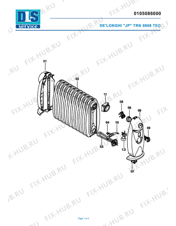 Схема №1 TRN0808C с изображением Нагревательный элемент для ветродува DELONGHI 5105001400