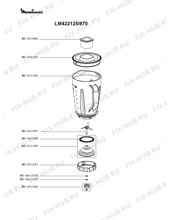 Взрыв-схема блендера (миксера) Moulinex LM422125/870 - Схема узла JP005855.5P2