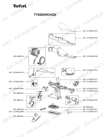 Схема №3 TY9282WO/4Q0 с изображением Рукоятка для электропылесоса Rowenta RS-2230001111