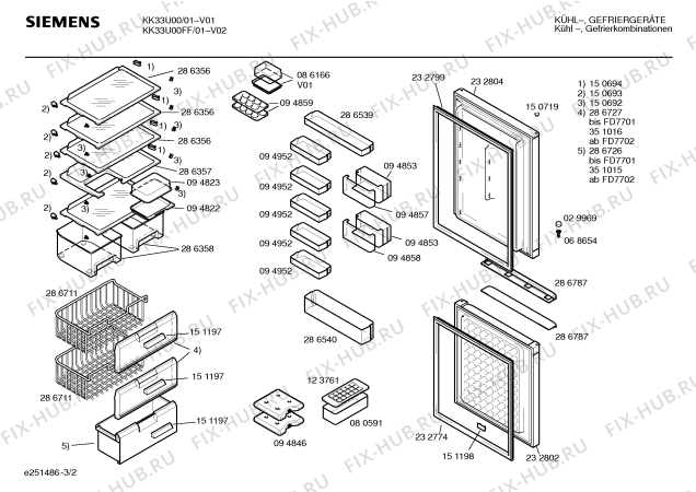 Взрыв-схема холодильника Siemens KK33U00FF - Схема узла 02