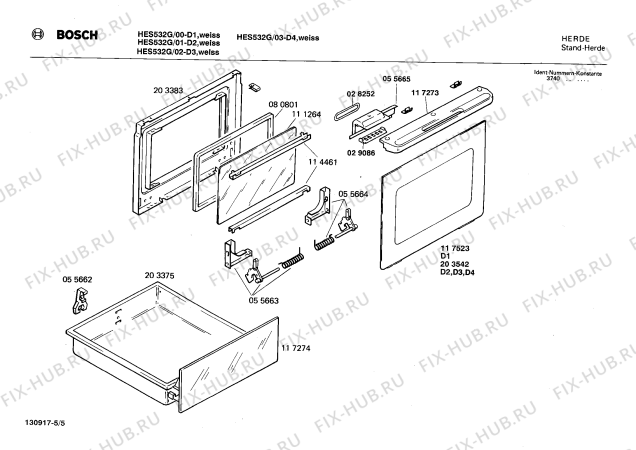 Схема №1 0750031127 HES532G с изображением Инструкция по эксплуатации для духового шкафа Bosch 00513125