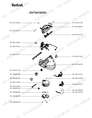Схема №1 GV7341G0/23 с изображением Рукоятка для электропарогенератора Tefal CS-00138067