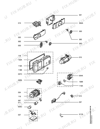 Схема №1 FAV40210U-W с изображением Переключатель для посудомойки Aeg 1115743005