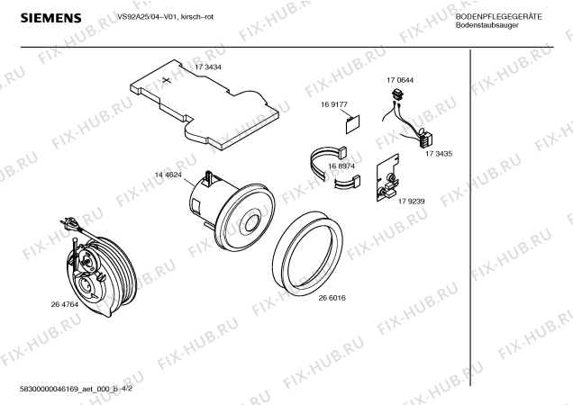 Взрыв-схема пылесоса Siemens VS92A25 SUPER L 920 - Схема узла 02