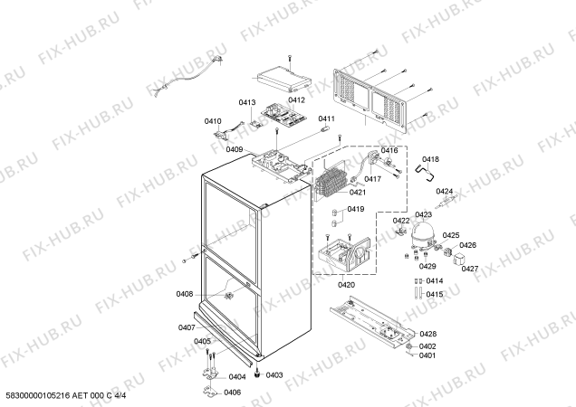 Взрыв-схема холодильника Samsung Electronics SN629EPNSQ/XEG - Схема узла 04