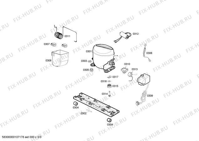 Взрыв-схема холодильника Continental RSG385006K CONTINENTAL - Схема узла 03