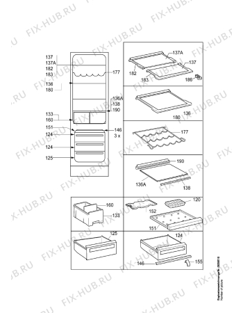 Взрыв-схема холодильника Aeg 3643-4KG - Схема узла Internal parts refrigerator