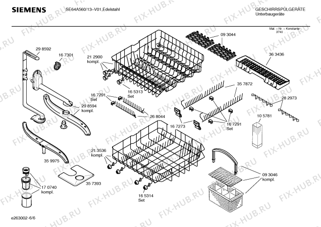 Взрыв-схема посудомоечной машины Siemens SE64A560 - Схема узла 06