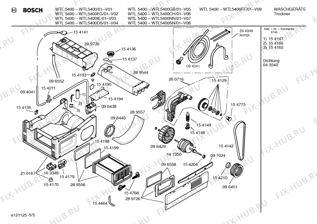 Взрыв-схема сушильной машины Bosch WTL5400 - Схема узла 05