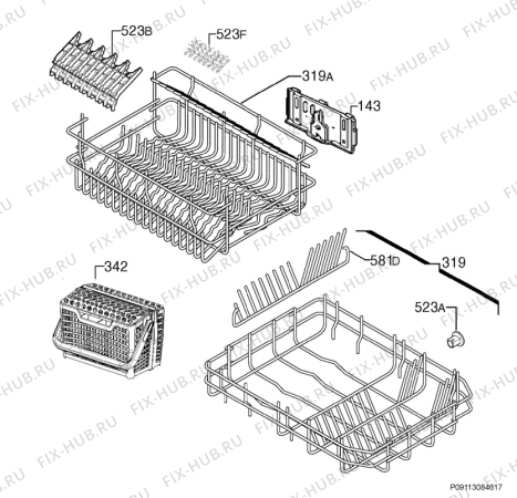 Взрыв-схема посудомоечной машины Electrolux ESF46015XR - Схема узла Basket 160