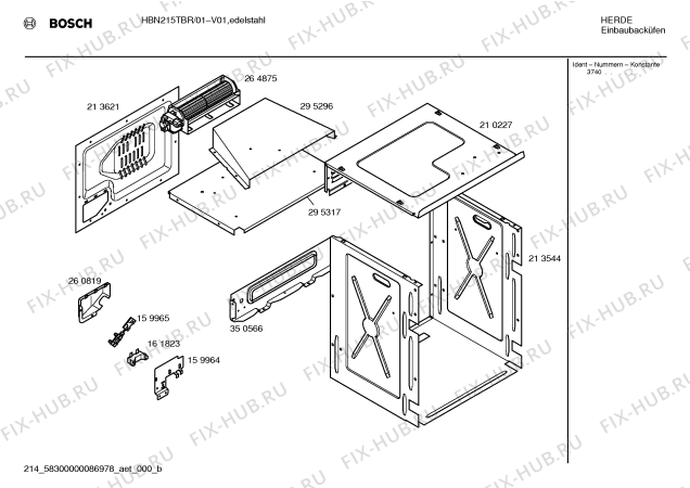 Взрыв-схема плиты (духовки) Bosch HBN215TBR - Схема узла 03