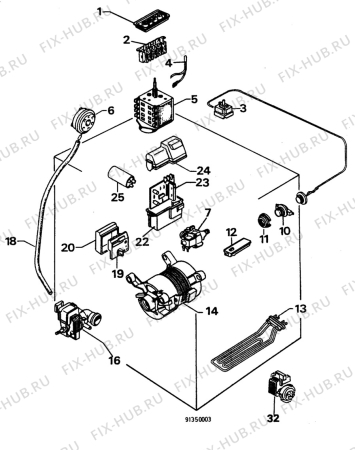 Взрыв-схема стиральной машины Zanussi ZT825JX - Схема узла W30 Electrical details E