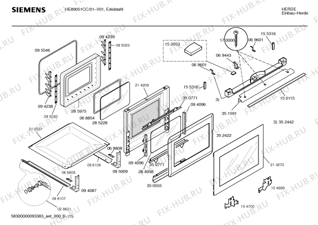Взрыв-схема плиты (духовки) Siemens HE89051CC - Схема узла 05