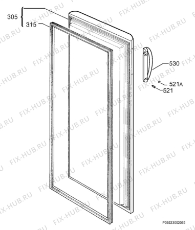 Взрыв-схема холодильника Zanussi ZFU719EW - Схема узла Door 003