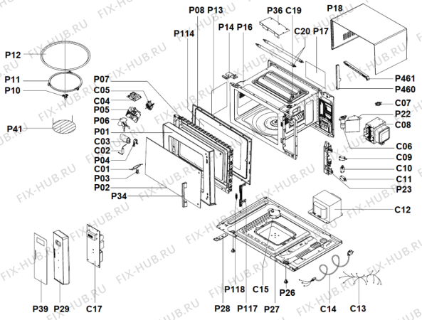 Схема №1 MWP 254 SB с изображением Уплотнение для микроволновой печи Whirlpool 482000100512