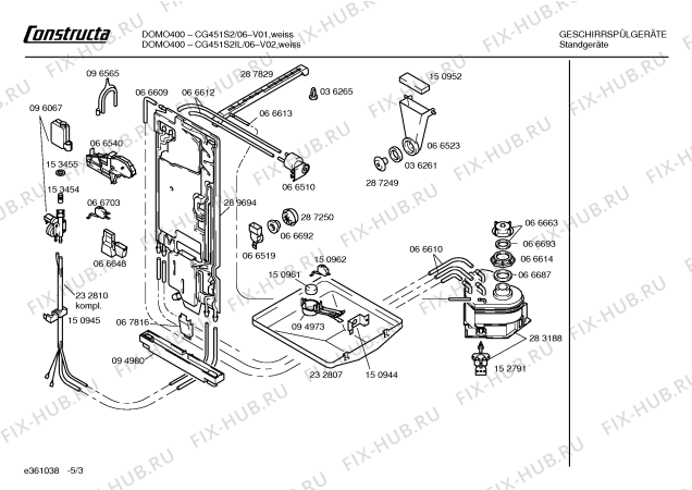 Взрыв-схема посудомоечной машины Constructa CG451S2IL DOMO401 - Схема узла 03