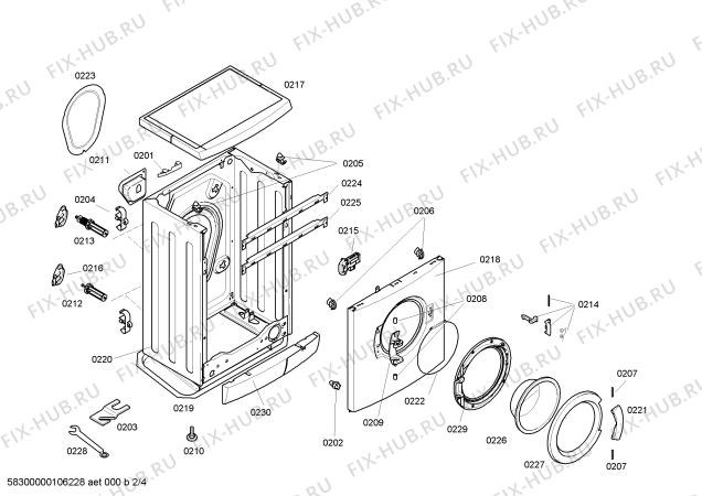 Схема №1 WXS1045 SIEMENS SIWAMAT XS1045 с изображением Крышка для стиралки Bosch 00174577