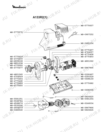 Взрыв-схема мясорубки Moulinex A133R2(1) - Схема узла 5P000976.1P2