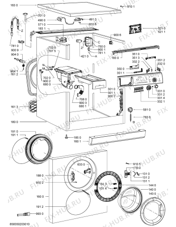 Схема №1 WA CARE 644 DI с изображением Обшивка для стиральной машины Whirlpool 481010418976