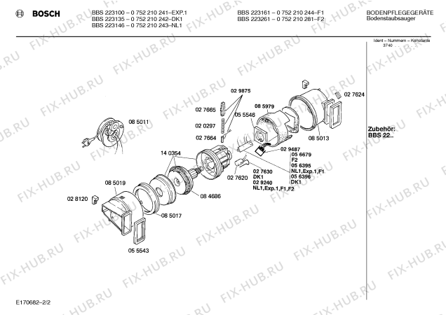 Схема №1 0752210244 BBS223161 с изображением Верхняя часть корпуса для электропылесоса Bosch 00118313