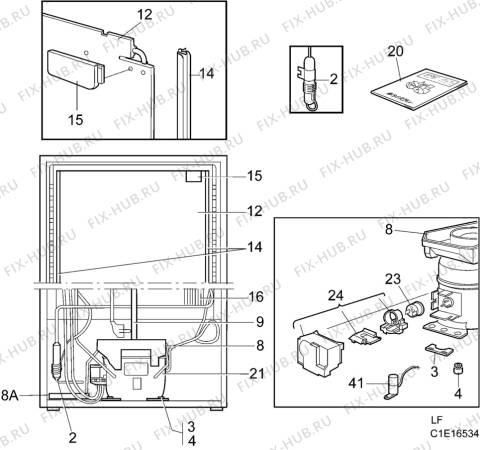 Взрыв-схема холодильника Electrolux KL3017 - Схема узла C10 Cold, users manual