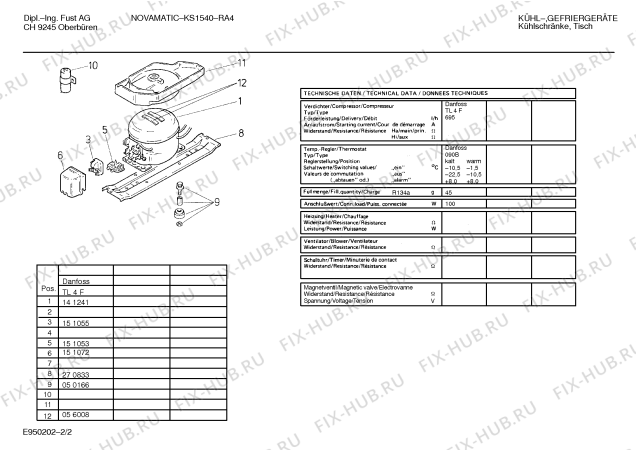 Схема №1 KT14N30 с изображением Компрессор для холодильной камеры Bosch 00141241