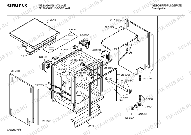 Схема №1 SE24A661EU Extraklasse с изображением Передняя панель для посудомойки Siemens 00369582