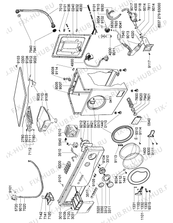 Схема №1 AWG 5060 SA с изображением Клавиша для стиральной машины Whirlpool 481241258924