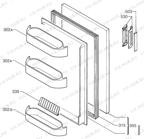 Взрыв-схема холодильника Electrolux ER6620I - Схема узла Door 003