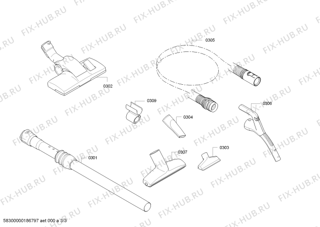 Взрыв-схема пылесоса Siemens VSZ3B320 Z 3.0 - Схема узла 03