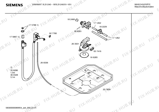 Схема №2 WXLS1230II SIEMENS SIWAMAT XLS 1230 с изображением Датчик протока для стиральной машины Siemens 00182229