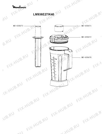 Взрыв-схема блендера (миксера) Moulinex LM936E27/K40 - Схема узла 0P005626.8P3