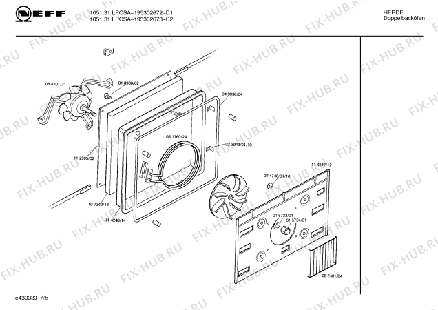 Взрыв-схема плиты (духовки) Neff 195302672 1051.31LPCSA - Схема узла 05
