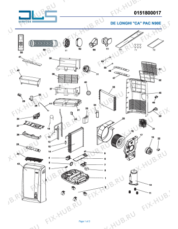 Схема №1 PAC N90E с изображением Обшивка для климатотехники DELONGHI 5415112051