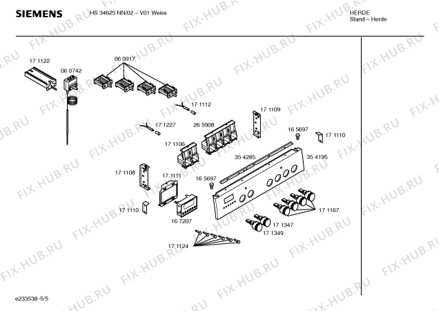 Взрыв-схема плиты (духовки) Siemens HS34625NN - Схема узла 05