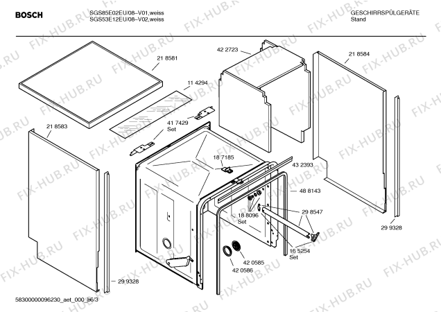 Взрыв-схема посудомоечной машины Bosch SGS53E12EU - Схема узла 03