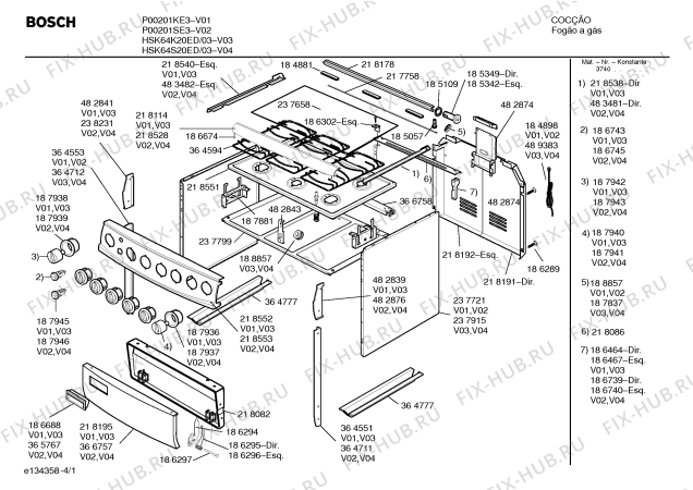 Схема №1 HSK66I43EH P3 INOX 6Q с изображением Нагревательный элемент для плиты (духовки) Bosch 00365791