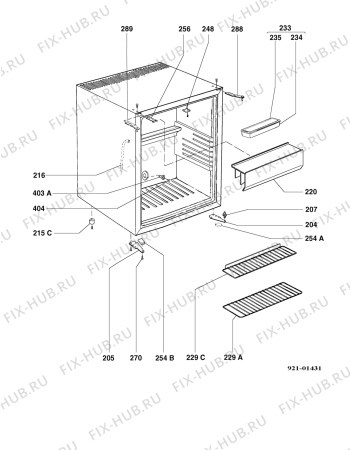 Взрыв-схема холодильника Electrolux RH252H - Схема узла Housing 001